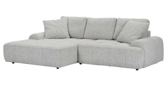 Ecksofa mit Funktion Greige Flachgewebe Zierkissen, Rückenkissen, Bettkasten, Schlaffunktion, Rücken echt, Liegefläche im Originalstoff  - Greige/Schwarz, KONVENTIONELL, Kunststoff/Textil (190/277cm) - Carryhome