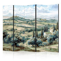 PARAVENT - Dunkelgrün/Pastellblau, Basics, Textil (225/172/3cm) - artgeist