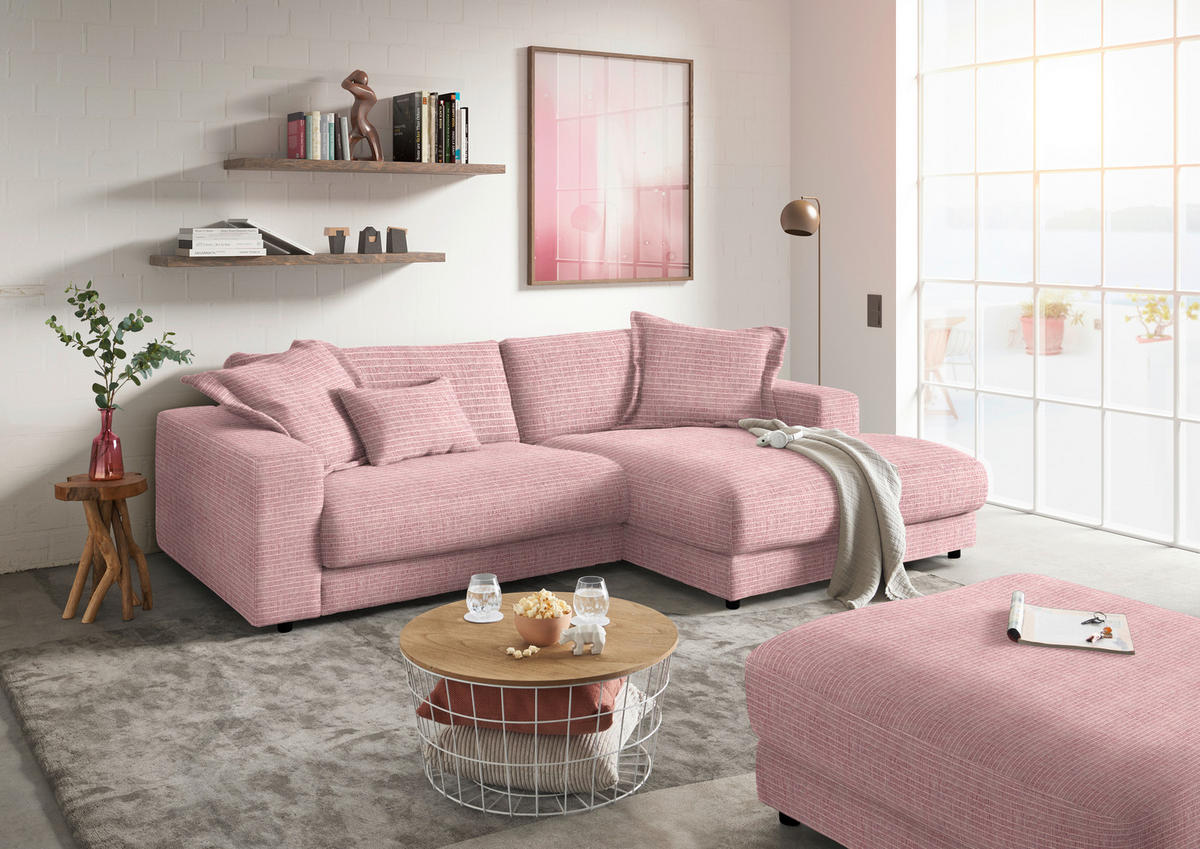 HOCKER in Textil Rosa  - Schwarz/Rosa, Design, Kunststoff/Textil (100/86/100cm) - Lomoco