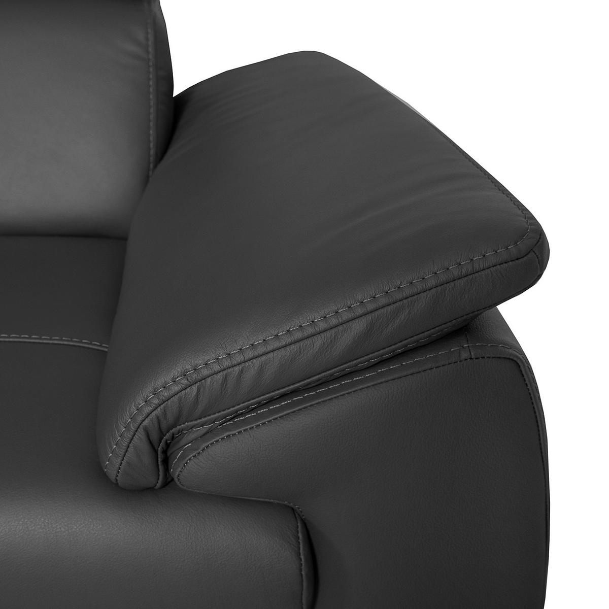 ECKSOFA Schwarz Echtleder  - Wengefarben/Schwarz, Design, Leder/Holz (211/265cm) - Livetastic