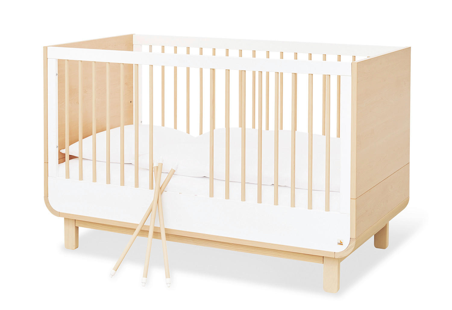 GITTERBETT PINOLINO ROUND    - Ahornfarben/Weiß, Design, Holzwerkstoff (145/90/75cm) - Pinolino
