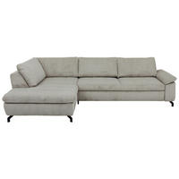 ECKSOFA in Velours, Cord Hellgrün  - Schwarz/Hellgrün, Design, Textil/Metall (197/291cm) - Beldomo Style