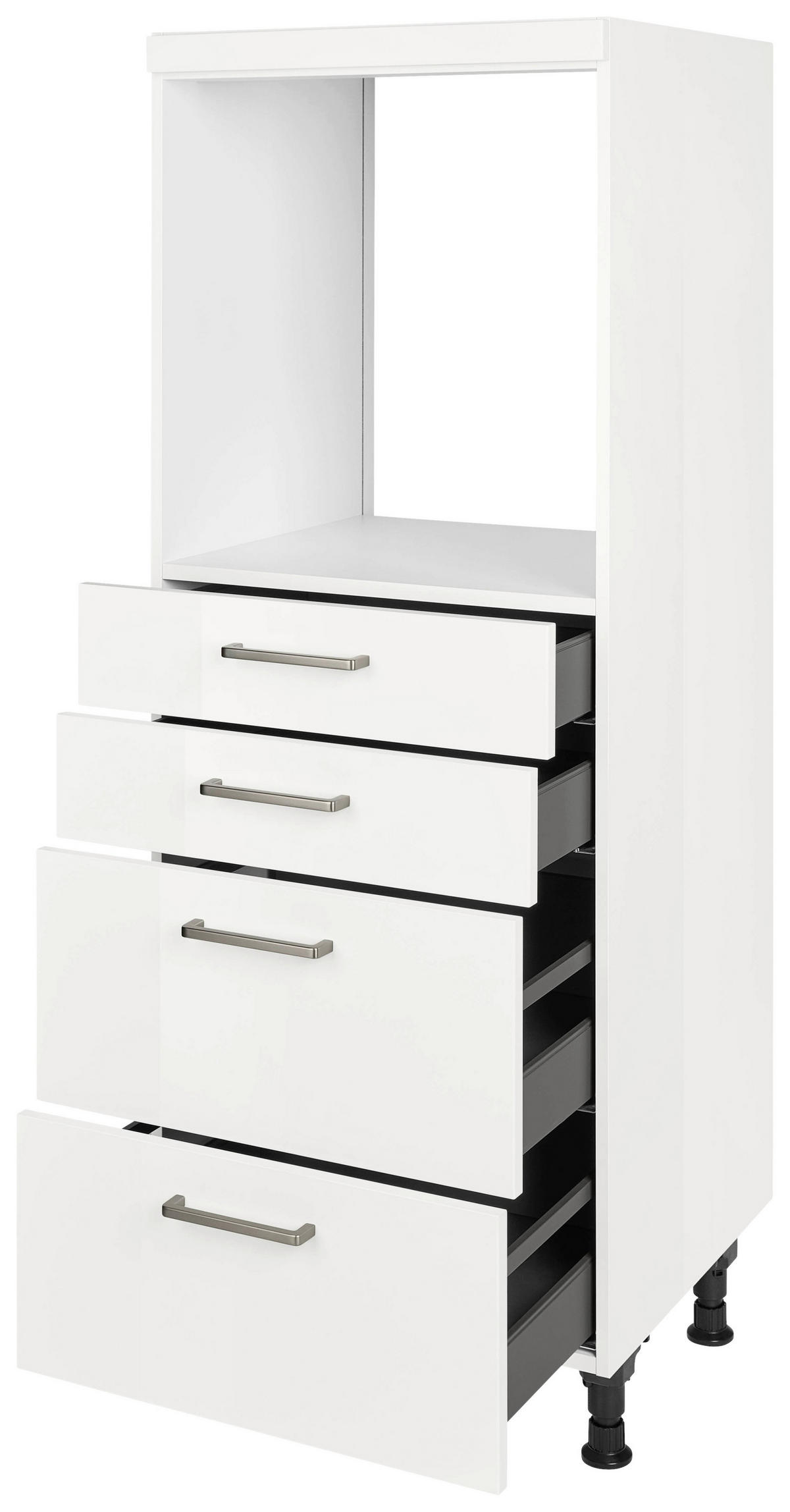 GERÄTEUMBAUSCHRANK 60/168/58 cm  in Weiß Hochglanz  - Edelstahlfarben/Weiß Hochglanz, MODERN, Holzwerkstoff/Metall (60/168/58cm) - Nobilia