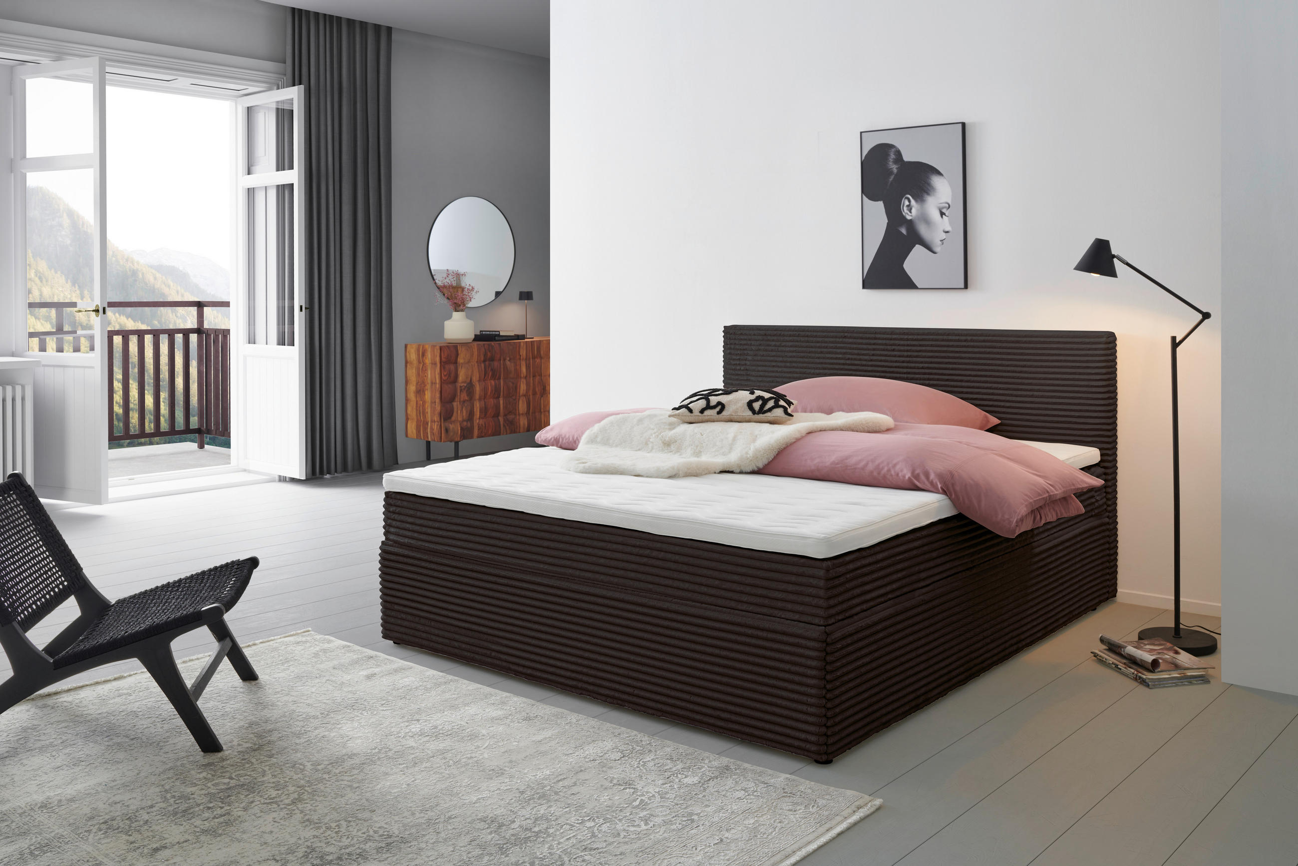 BOXBETT 160/200 cm  in Braun  - Schwarz/Braun, Basics, Holz/Kunststoff (160/200cm) - Livetastic