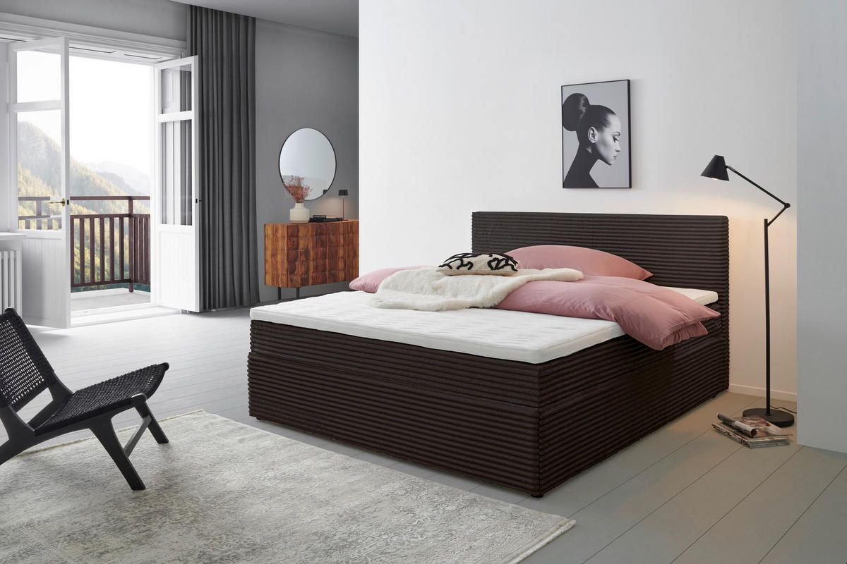 BOXBETT 180/200 cm  in Braun  - Schwarz/Braun, Basics, Holz/Kunststoff (180/200cm) - Livetastic