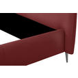 POLSTERBETT 200/200 cm,  in Rot, gepolstertes Kopfteil,  - Rot/Schwarzchrom, KONVENTIONELL, Leder/Metall (200/200cm) - Esposa