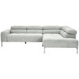 ECKSOFA Hellgrau Flachgewebe  - Chromfarben/Hellgrau, KONVENTIONELL, Textil/Metall (282/224cm) - Hom`in