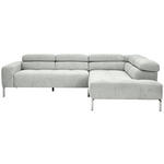ECKSOFA Hellgrau Flachgewebe  - Chromfarben/Hellgrau, KONVENTIONELL, Textil/Metall (282/224cm) - Hom`in