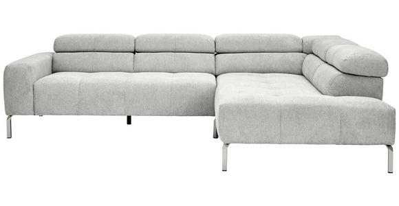 ECKSOFA Hellgrau Flachgewebe - Chromfarben/Hellgrau, KONVENTIONELL, Textil/Metall (282/224cm) - Hom`in