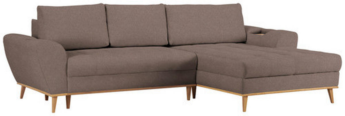 ECKSOFA in Webstoff Taupe  - Taupe/Eichefarben, Design, Holz/Textil (282/175cm) - Carryhome