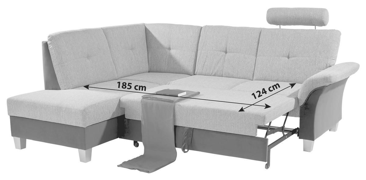 ECKSOFA in Webstoff Blau, Graphitfarben  - Blau/Silberfarben, Konventionell, Holz/Textil (196/245cm) - Livetastic