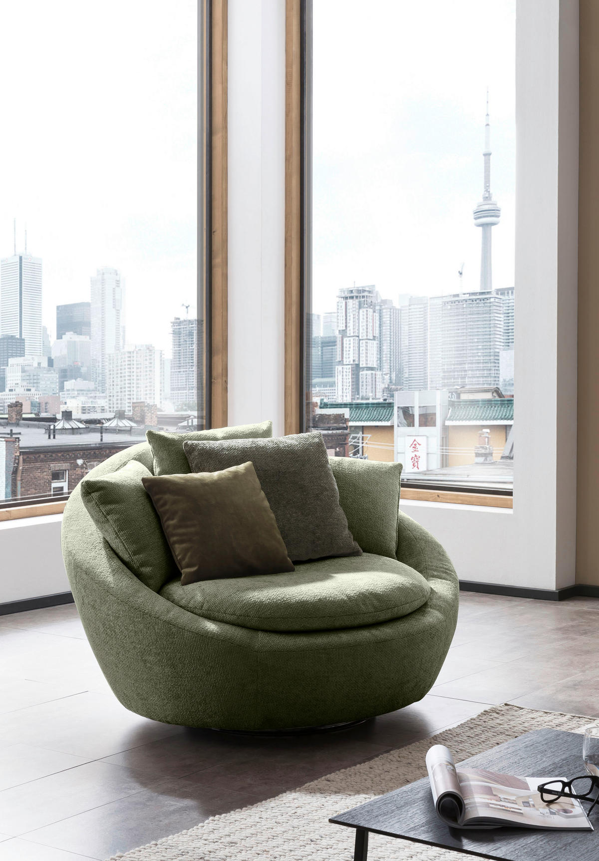 SESSEL MAUI Chenille, Webstoff Grün    - Silberfarben/Schwarz, MODERN, Kunststoff/Textil (130/80/112cm) - Trendmanufaktur