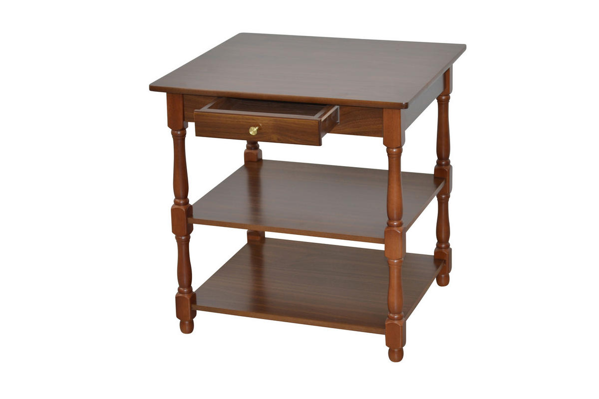 BEISTELLTISCH 48/52/54 cm Kautschukholz massiv Nussbaumfarben rechteckig  - Nussbaumfarben, KONVENTIONELL, Holz/Holzwerkstoff (48/52/54cm) - MID.YOU