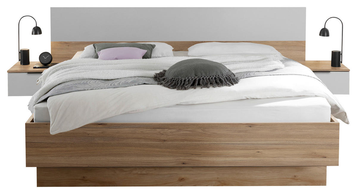 SPALNICA, bela, barve hrasta  - barve hrasta/bela, Konvencionalno, leseni material (180/200cm) - Carryhome