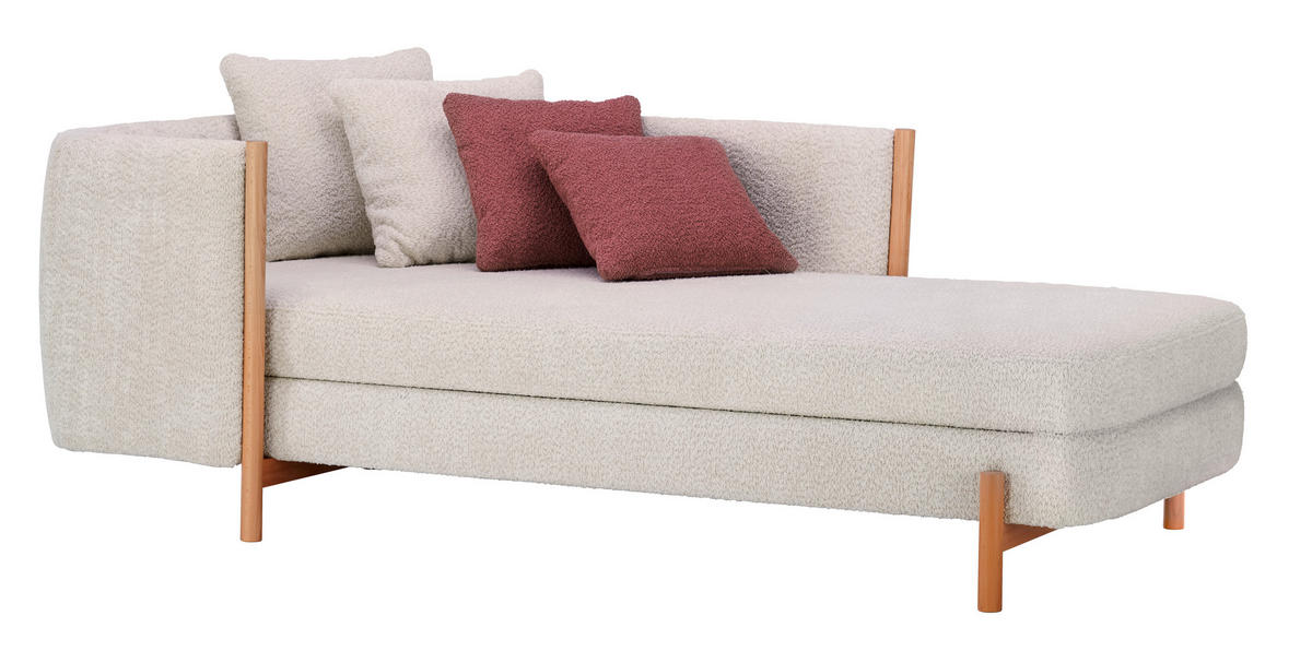 RÉCAMIERE in Plüsch Creme  - Creme/Naturfarben, Design, Holz/Textil (216/90/109cm) - Niels Andersson