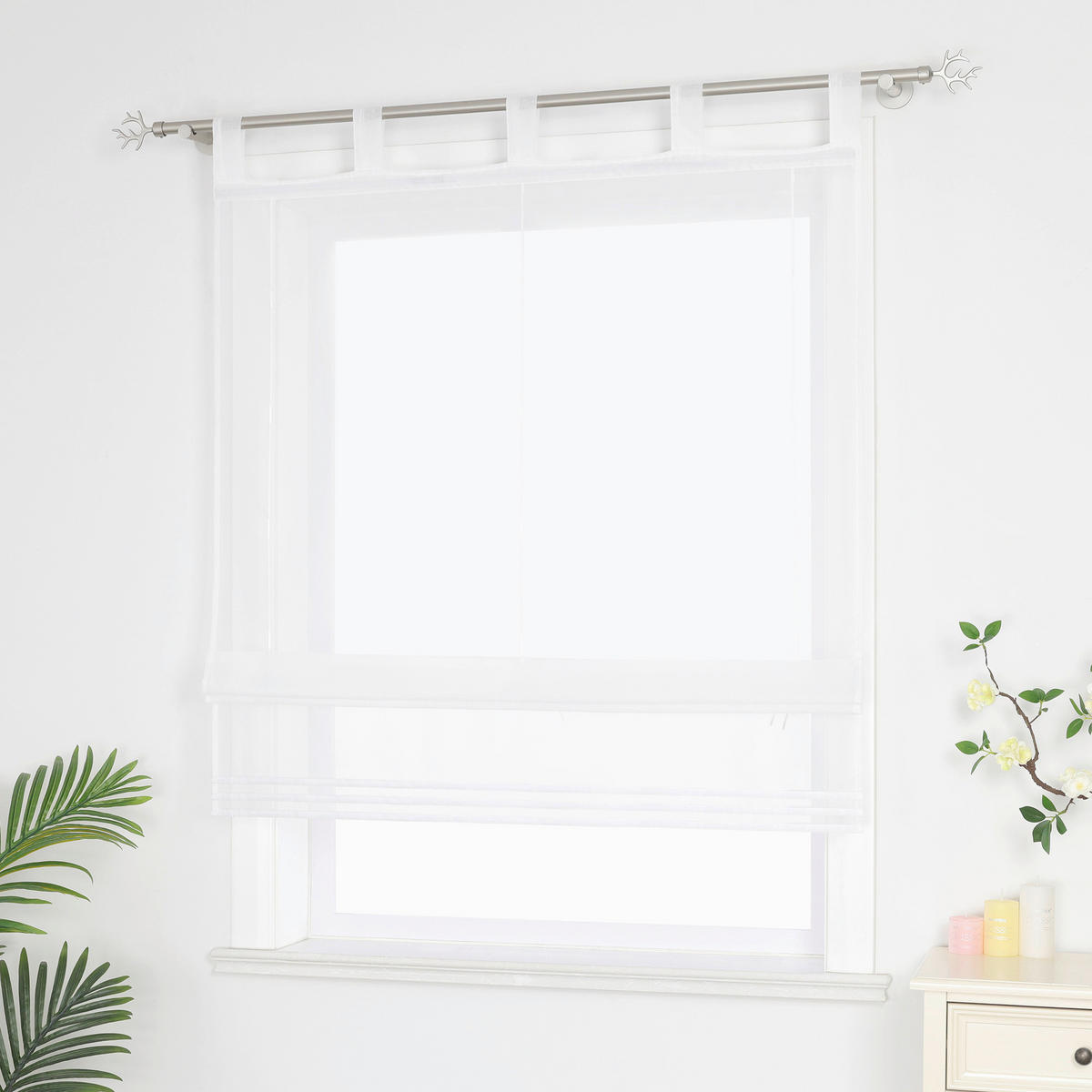 RAFFROLLO  transparent  140/140 cm    - Weiß Hochglanz, Basics, Textil (140/140cm)