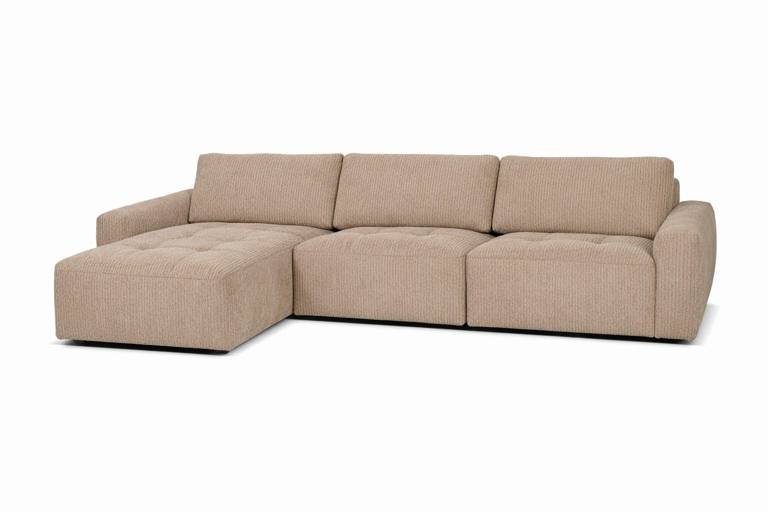 ECKSOFA MAZA Hellbraun Cord  - Hellbraun/Schwarz, Design, Textil (179/316cm) - Livetastic