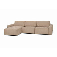 ECKSOFA MAZA Hellbraun Cord  - Hellbraun/Schwarz, Design, Textil (179/316cm) - Livetastic
