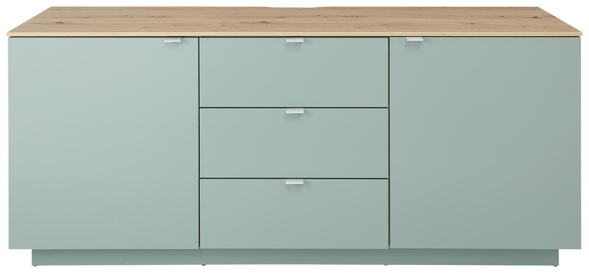 SIDEBOARD Lahore  in 180/77/44 cm  - Salbeigrün/Silberfarben, Design, Holzwerkstoff/Metall (180/77/44cm) - MID.YOU