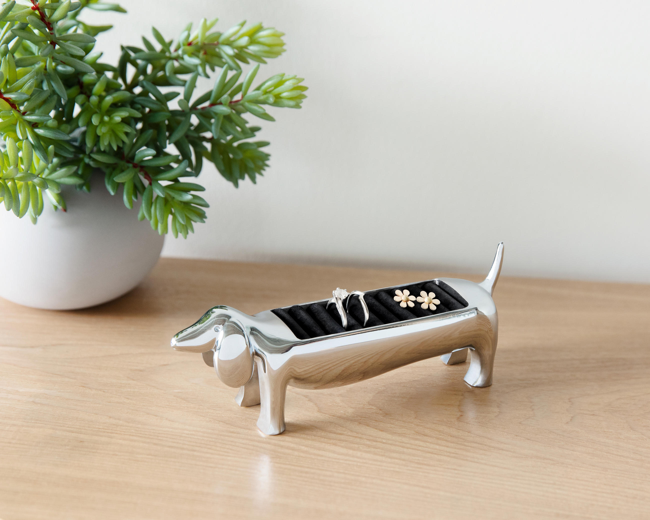 DRŽAČ ZA PRSTENJE 15/4/6 cm - boja hroma, Osnovno, metal/tekstil (15/4/6cm) - Umbra