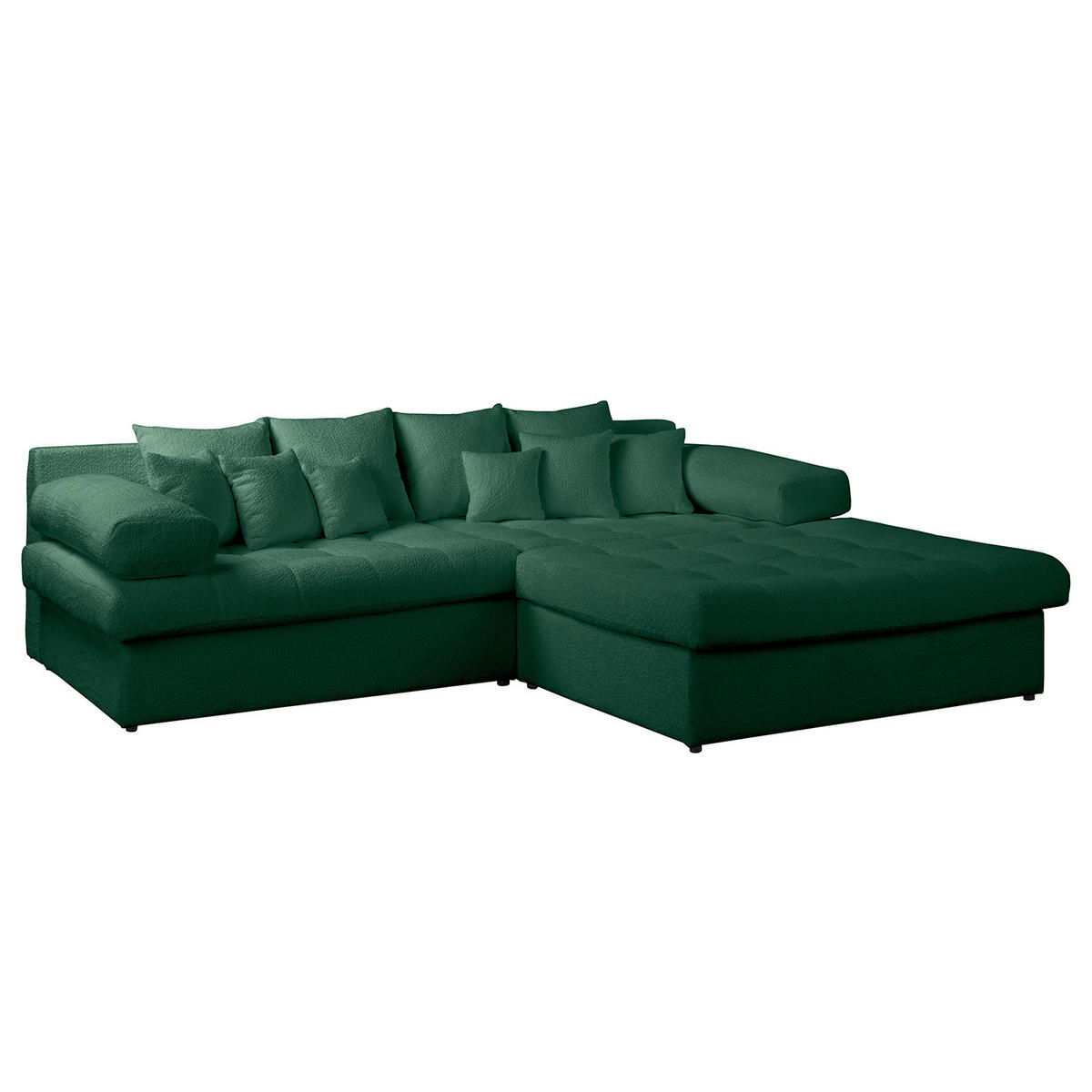 ECKSOFA Naomi in Chenille Grün Rückenkissen  284/243 cm  - Schwarz/Grün, Design, Kunststoff/Textil (284/243cm) - P & B
