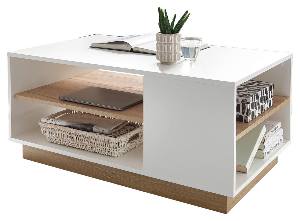 COUCHTISCH rechteckig Eichefarben, Weiß  - Eichefarben/Weiß, Design, Holzwerkstoff (100/46/60cm) - MID.YOU
