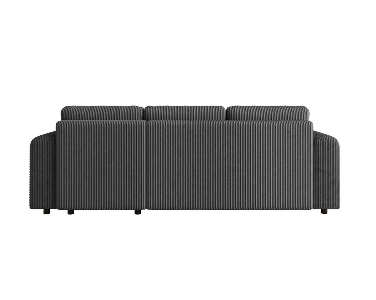 ECKSOFA inkl. Funktionen Dunkelgrau Cord  - Dunkelgrau/Schwarz, KONVENTIONELL, Kunststoff/Textil (260/200cm) - Xora
