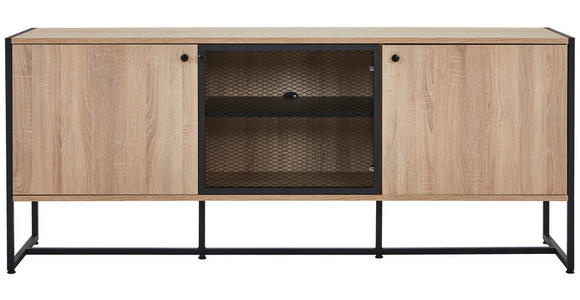 SIDEBOARD 180/75/41 cm  - Schwarz/Sonoma Eiche, MODERN, Holzwerkstoff/Metall (180/75/41cm) - Novel