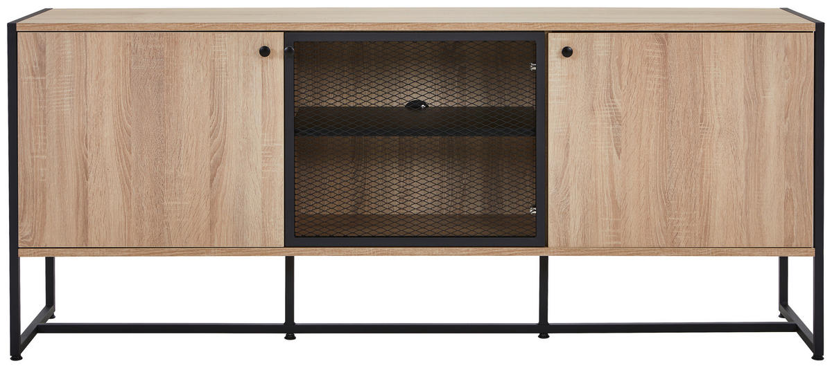 SIDEBOARD  in 180/75/41 cm  - Schwarz/Sonoma Eiche, MODERN, Holzwerkstoff/Metall (180/75/41cm) - Novel