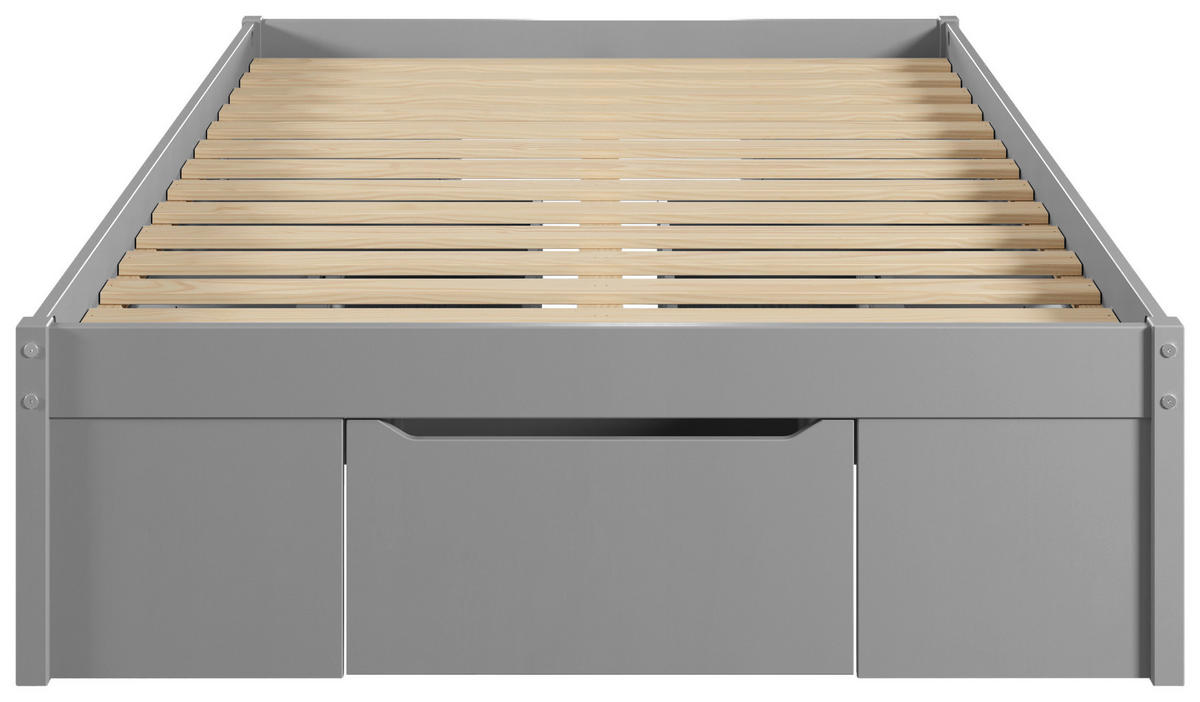 KREVET S PROSTOR. ZA ODLAGANJ   140/200 cm   siva  - siva/prirodne boje, Basics, drvni materijal/drvo (140/200cm) - MID.YOU