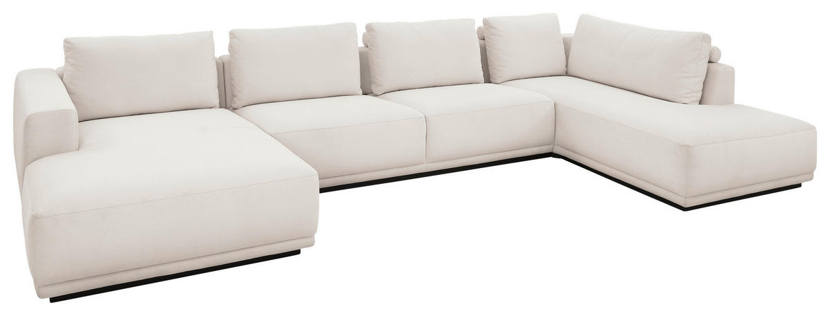 WOHNLANDSCHAFT Weiß Chenille  - Schwarz/Weiß, Design, Kunststoff/Textil (166/397/204cm) - Musterring