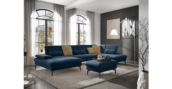WOHNLANDSCHAFT in Webstoff Blau - Blau/Schwarz, Design, Textil/Metall (157/354/208cm) - Dieter Knoll