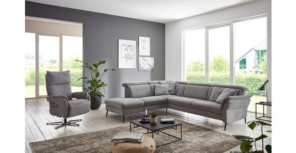 ECKSOFA in Struktur Grau 235/275 cm - Schwarz/Grau, MODERN, Textil/Metall (235/275cm) - Cantus