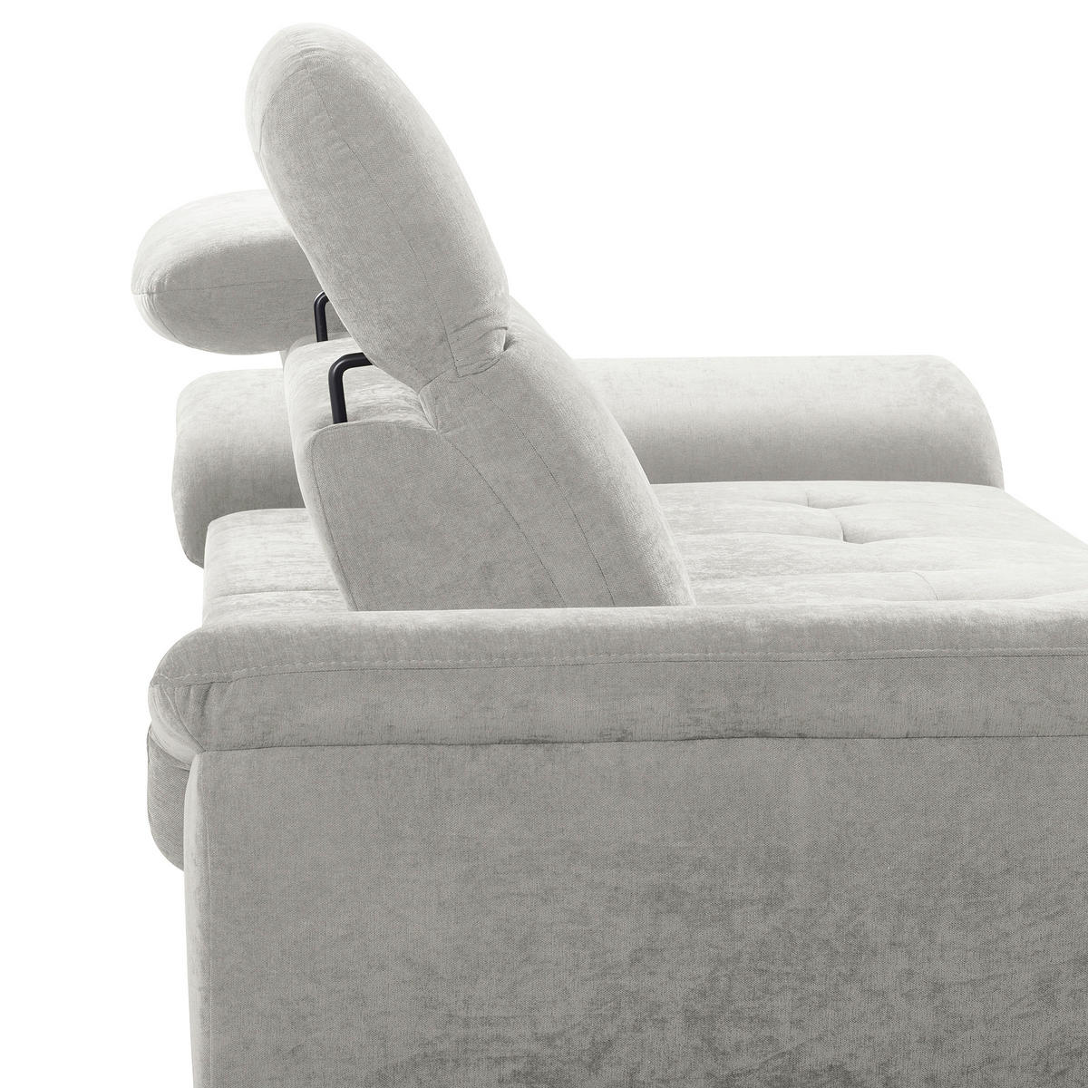 ECKSOFA PRADO Grau Webstoff Bettkasten, Kopfteilverstellung, Sitztiefenverstellung  - Schwarz/Grau, Design, Textil/Metall (195/268cm) - Livetastic
