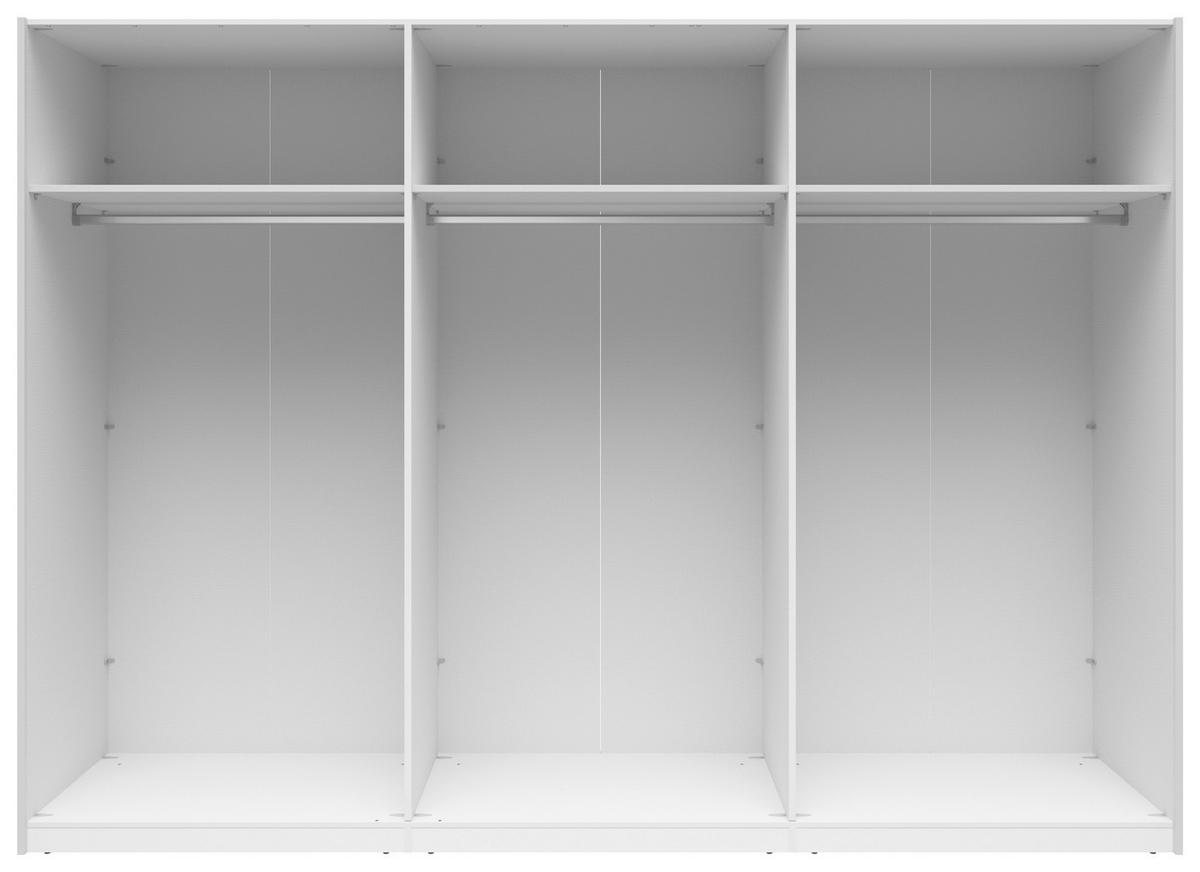 SCHWEBETÜRENSCHRANK  in Weiß  - Silberfarben/Weiß, Basics, Glas/Holzwerkstoff (300/216/64cm) - Boxxx