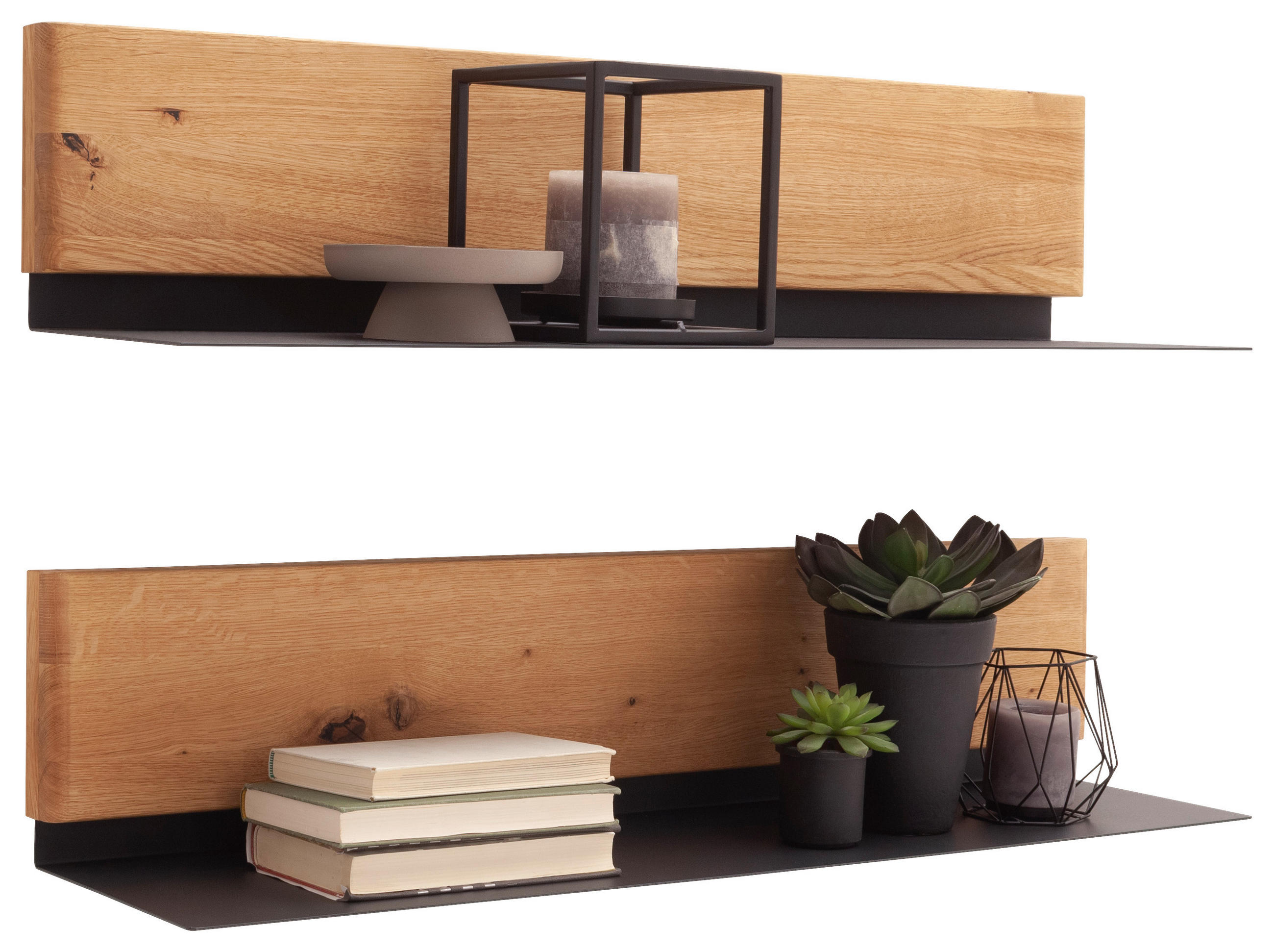 WANDBOARDSET  90/20/22 cm  - Wildeiche, Natur, Holz/Metall (90/20/22cm) - Linea Natura