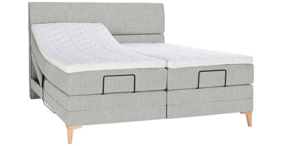 BOXSPRINGBETT 160/200 cm  in Hellgrau  - Eichefarben/Hellgrau, KONVENTIONELL, Holz/Textil (160/200cm) - Voleo