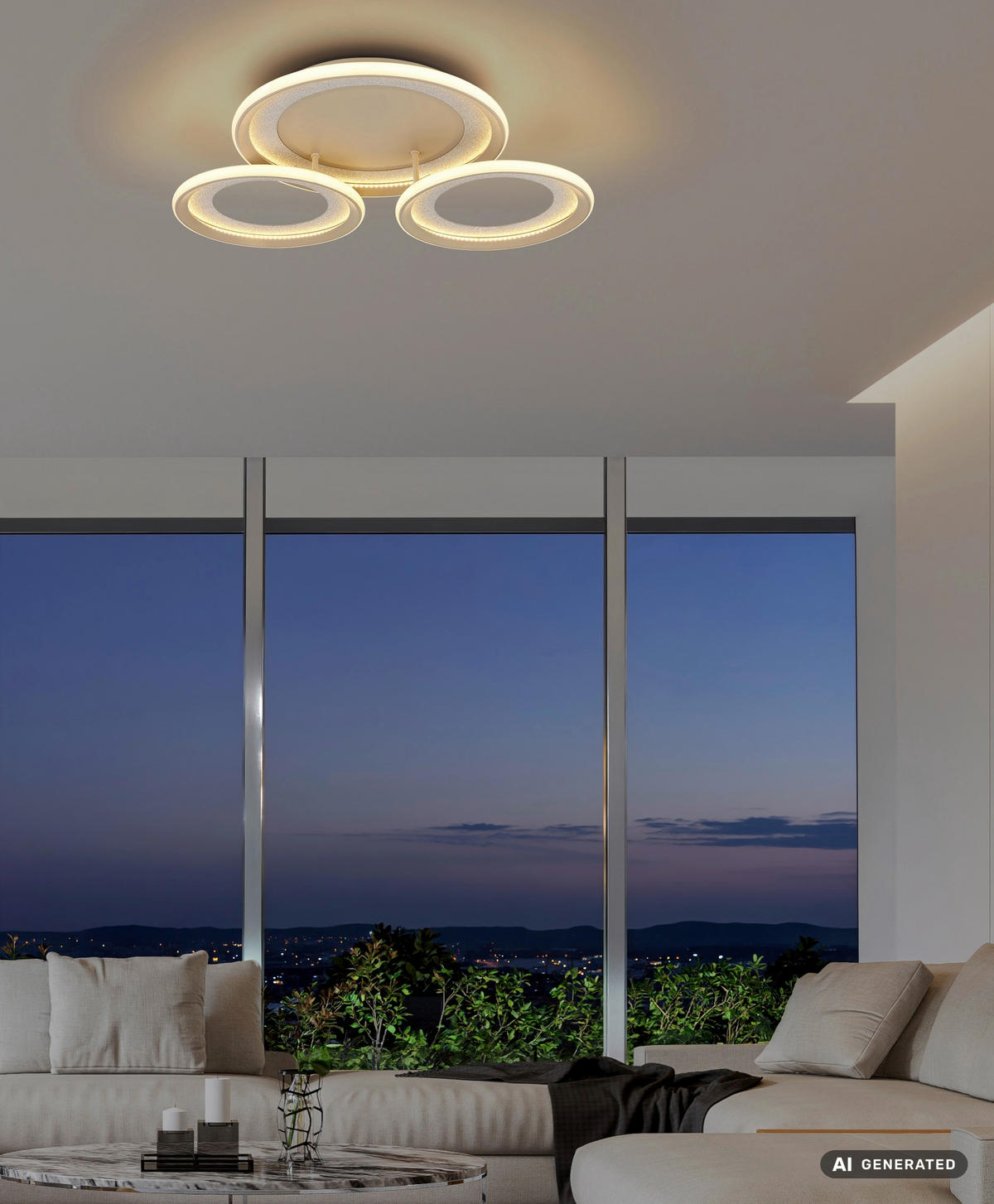 LED-DECKENLEUCHTE Glitra 62,5/60,5/11 cm  - Sandfarben/Silberfarben, Design, Kunststoff/Metall (62,5/60,5/11cm) - Globo