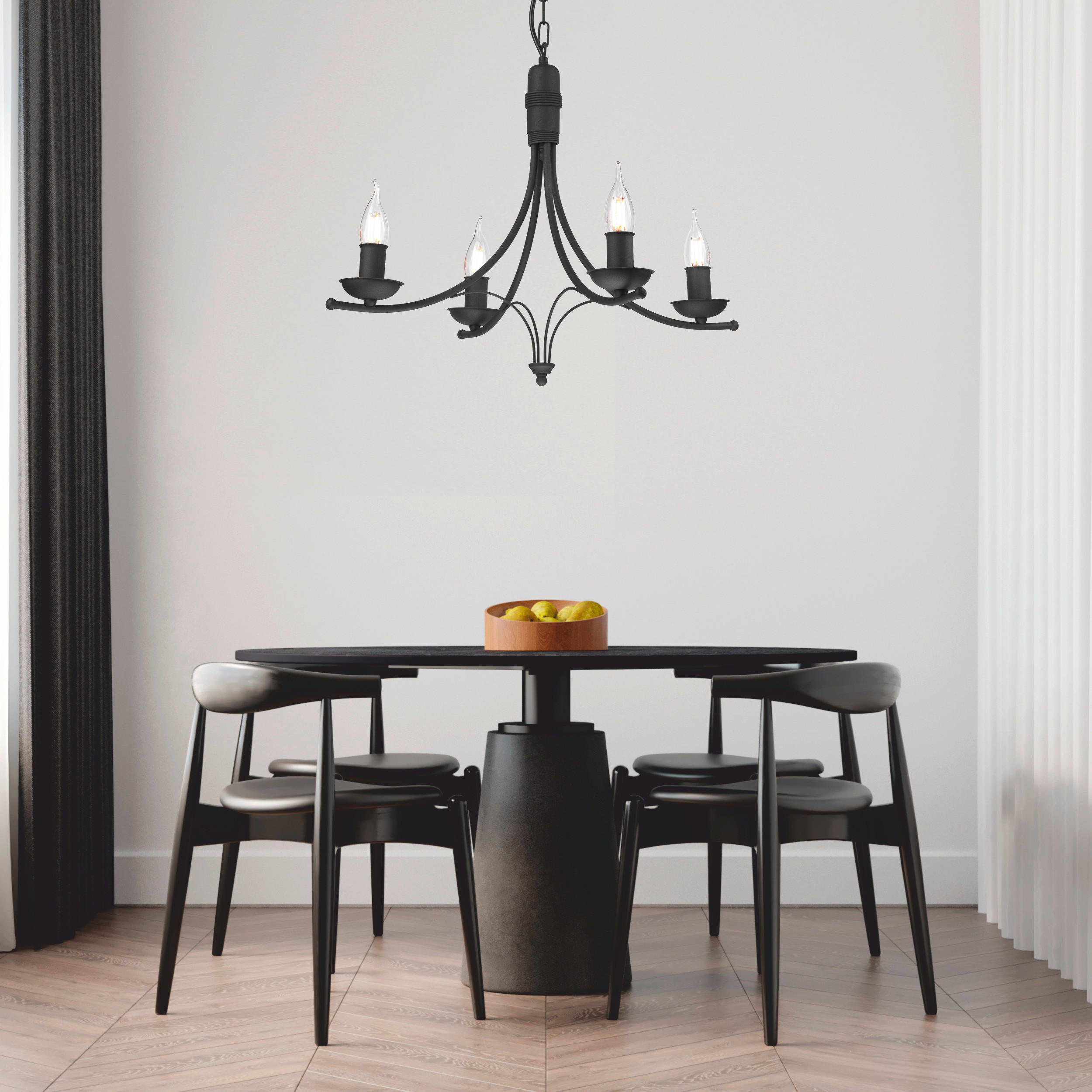 KRONLEUCHTER LUCY 100/58/100 cm   - Schwarz Hochglanz, KONVENTIONELL, Metall (100/58/100cm)
