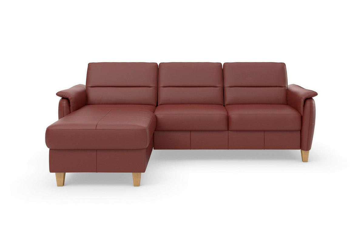 ROHOVÁ SEDAČKA, koža, červenohnedá - červenohnedá/farba duba, Basics, koža/drevo (163/244cm) - Sit & More