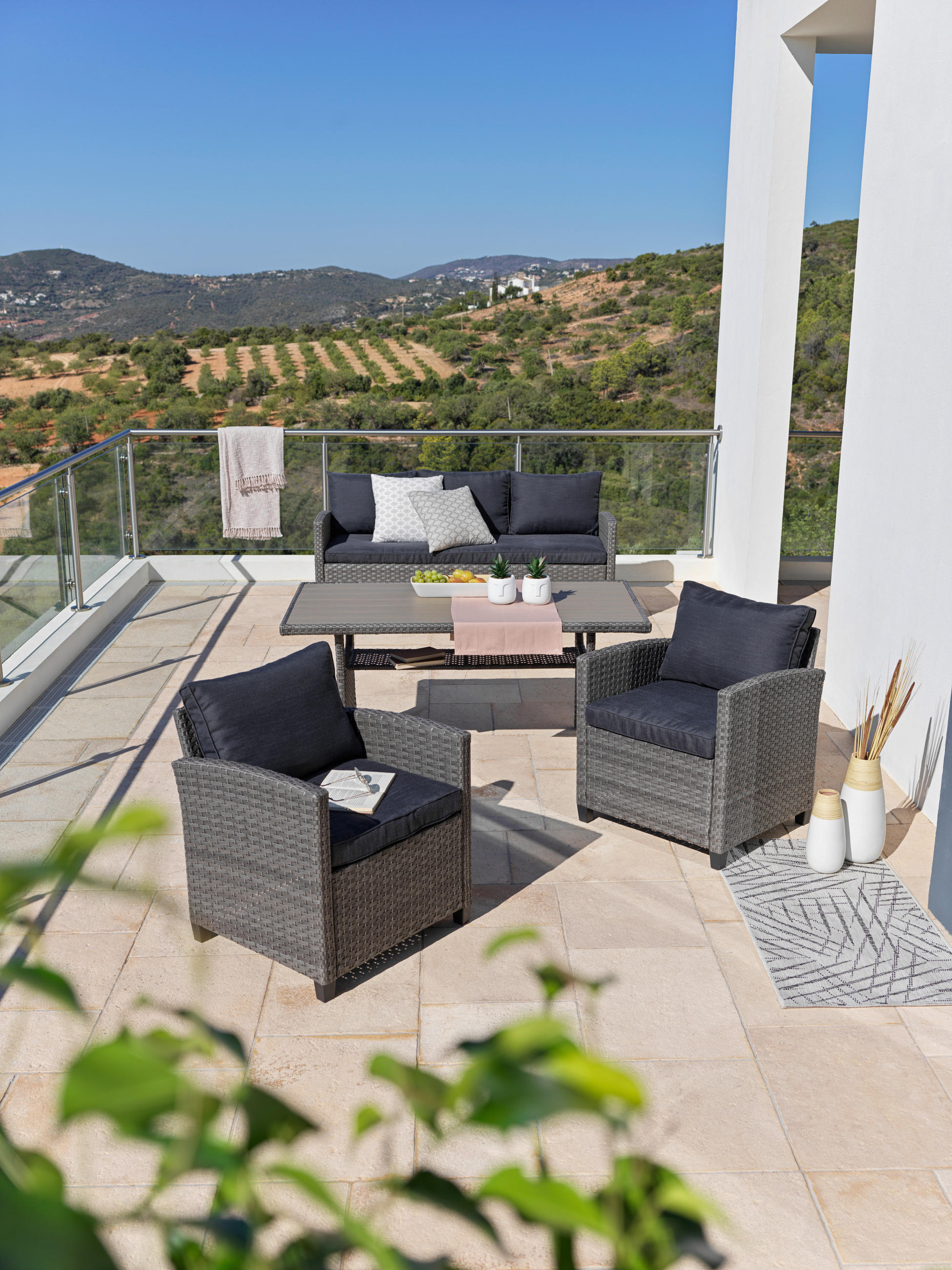 SET LOUNGE    - maro/gri, Modern, plastic/metal - Luca Bessoni
