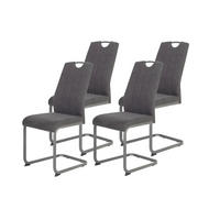 SCHWINGSTUHL-SET 4 Stück  in Stahl Mikrofaser  - Anthrazit/Grau, MODERN, Textil/Metall (44/61/98cm) - MID.YOU