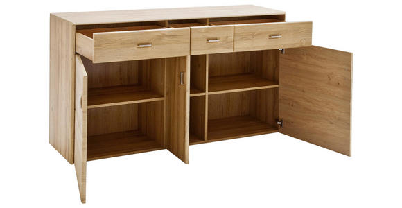 SIDEBOARD 154/88/45 cm - Eichefarben/Nickelfarben, KONVENTIONELL, Holzwerkstoff/Metall (154/88/45cm) - Cantus