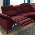 ECKSOFA in Echtleder Weinrot  - Weinrot/Schwarz, Design, Leder/Metall (285/239cm) - Cantus