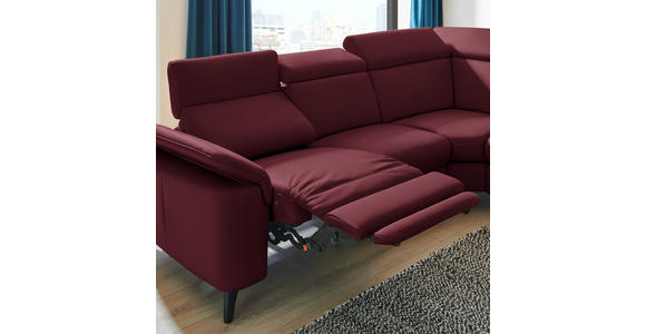 ECKSOFA in Echtleder Weinrot  - Weinrot/Schwarz, Design, Leder/Metall (285/239cm) - Cantus