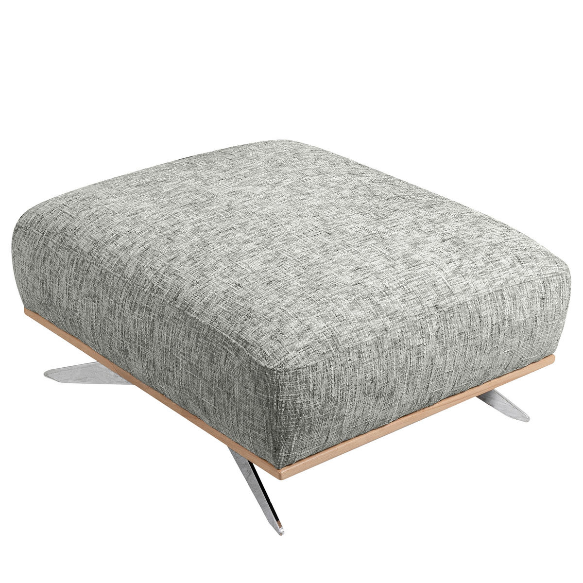 HOCKER PORTLAND Struktur Grau  - Chromfarben/Naturfarben, Design, Holz/Textil (95/46/80cm) - Livetastic