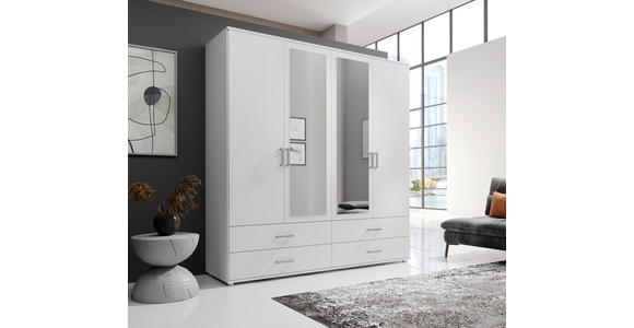 KLEIDERSCHRANK  in Weiß  - Alufarben/Weiß, KONVENTIONELL, Glas/Holzwerkstoff (180/190/51cm) - Carryhome