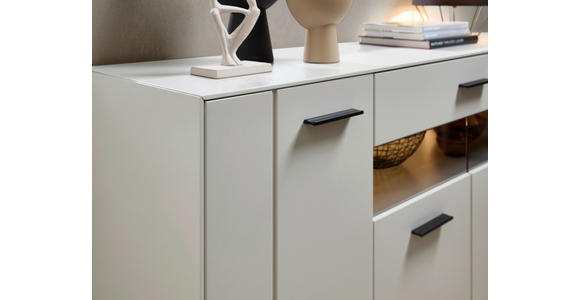 SIDEBOARD 180/85/45 cm  in Hellgrau, Sahara  - Hellgrau/Schwarz, MODERN, Glas/Holzwerkstoff (180/85/45cm) - Novel