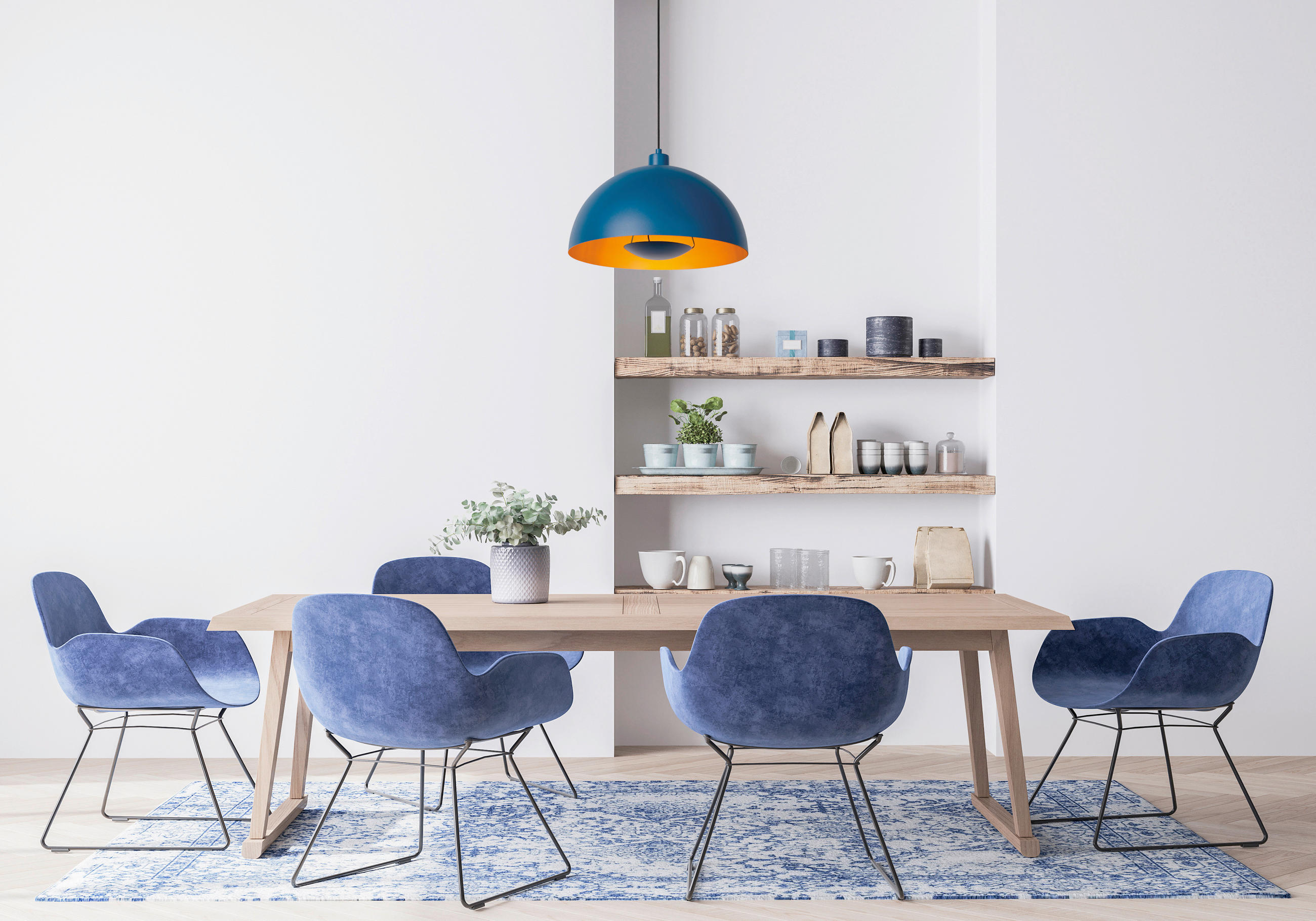 HÄNGELEUCHTE Siemon 40/150 cm   - Blau, Design, Metall (40/150cm) - Lucide
