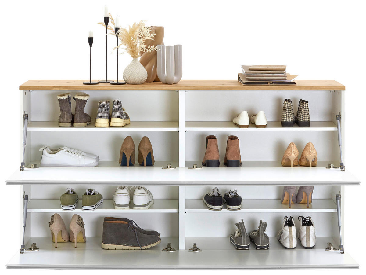 HÄNGESCHUHSCHRANK Balkeneiche furniert Weiß, Eichefarben  - Eichefarben/Alufarben, Design, Holz/Holzwerkstoff (160/83/31cm) - Dieter Knoll